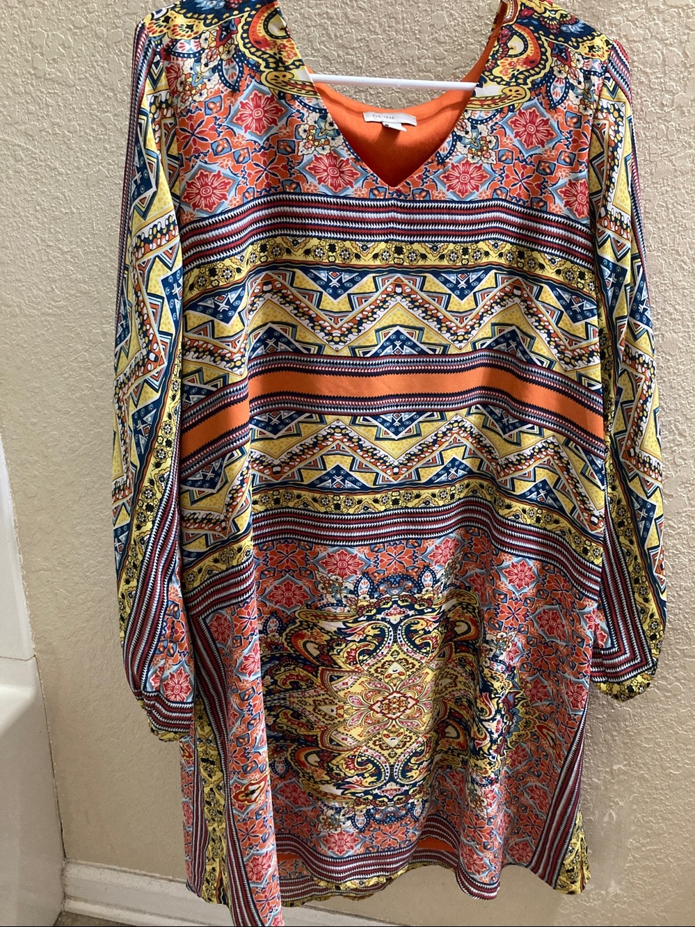 EST. 1946 Orange Printed V-Neck Tunic